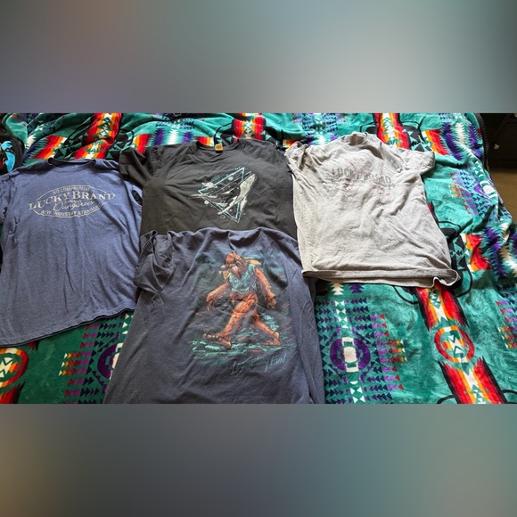 Men’s Small Graphic T-Shirt Bundle (4) – Lucky Brand, Space Whale,  Bigfoot Tee - Picture 1 of 8